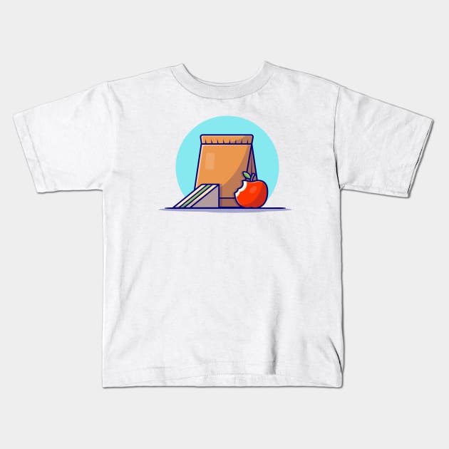 Sandwich With Apple Cartoon Vector Icon Illustration Kids T-Shirt by Catalyst Labs